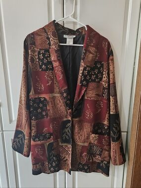 Kensington Square Vintage Earthtone Patchwork Blazer Jacket